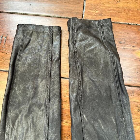 Spanx Faux Leather Moto Legging Black Women's LARGE Ankle Length - Picture 4 of 11